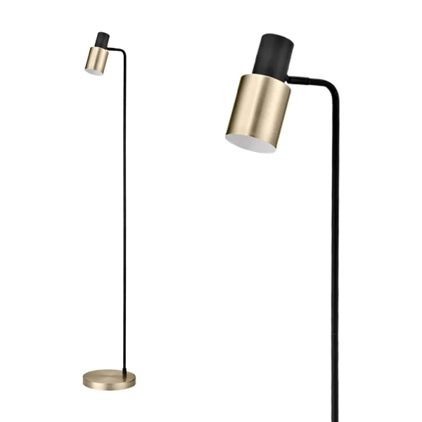 LÁMPARA DE PIE NEGRO/CUERO E14 FILOMENA