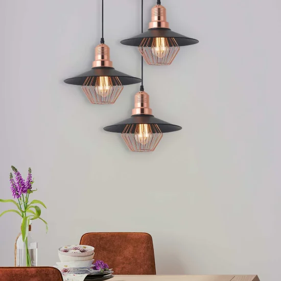 LÁMPARA DE TECHO NEGRO/ORO ROSA LOIS 2