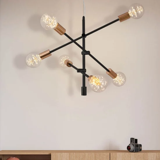 LÂMPADA JUPITER 6 LUZES PRETO