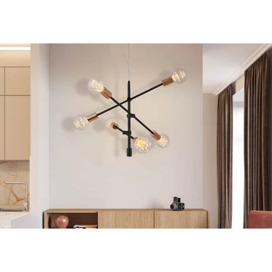 LÂMPADA JUPITER 6 LUZES PRETO 2