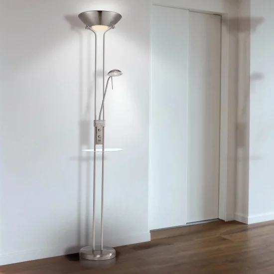 CANDEEIRO DE PÉ LED AYMERICK 19W+5W 3000K USB NÍQUEL