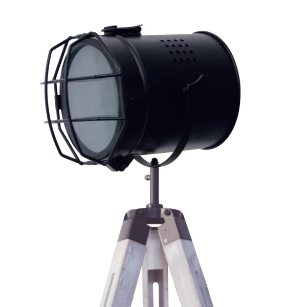 CANDEEIRO DE PÉ COSME EM AÇO BRANCO ANTIQUADO COM GRELHA