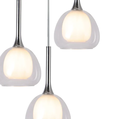 CANDEEIRO DE TECTO 3 LUZES VIDRO EXTERIOR TRANSPARENTE INTERIOR BRANCO Ø38 NOLINA