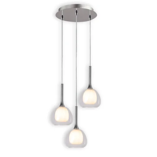 CANDEEIRO DE TECTO 3 LUZES VIDRO EXTERIOR TRANSPARENTE INTERIOR BRANCO Ø38 NOLINA