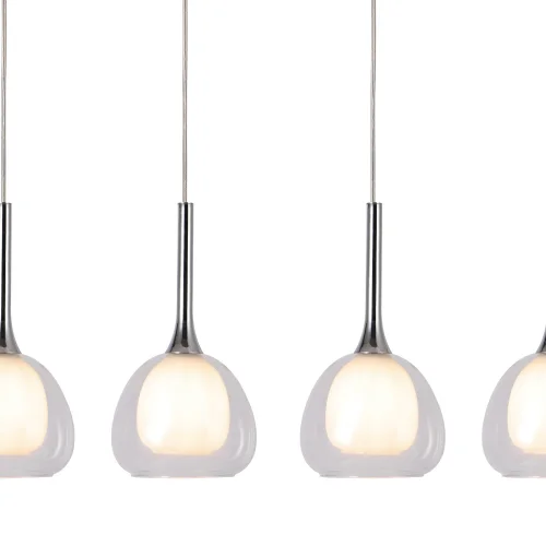 CANDEEIRO DE TECTO 4 LUZES VIDRO EXTERIOR TRANSPARENTE INTERIOR BRANCO NOLINA