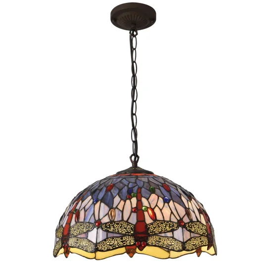 CANDEEIRO DE TECTO 2 LUZES 40 CM TIFFANY LIBÉLULA 2