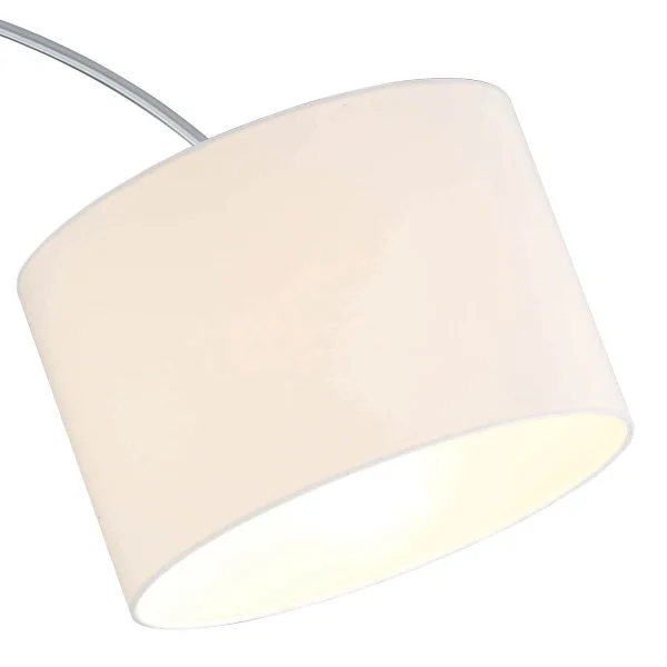 CANDEEIRO DE PÉ METAL NÍQUEL FOSCO ABAJUR BRANCO BROOME