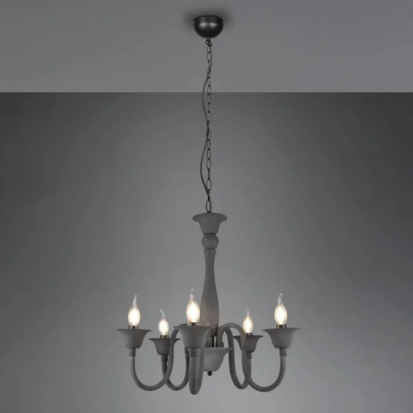 CANDEEIRO DE TETO 5 LUZES ANTRACITE CAMILA