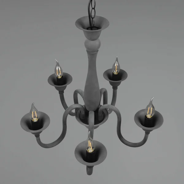 CANDEEIRO DE TETO 5 LUZES ANTRACITE CAMILA