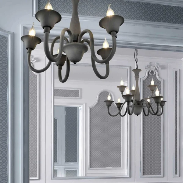 CANDEEIRO DE TETO 5 LUZES ANTRACITE CAMILA