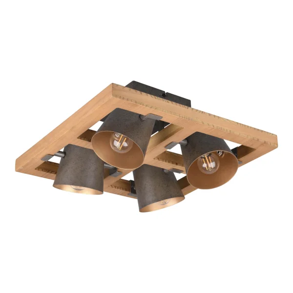 PLAFON 4 LUZES METAL NÍQUEL ANTIGO E14 NESTORE