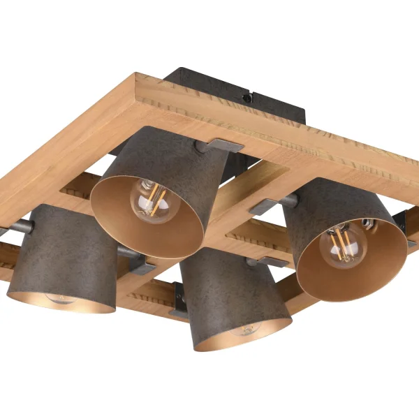 PLAFON 4 LUZES METAL NÍQUEL ANTIGO E14 NESTORE