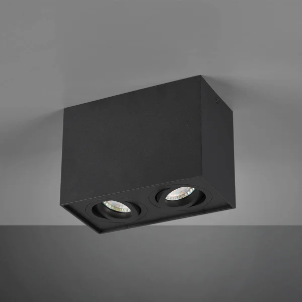 PLAFON DE TECTO 2 LUZES COM INCLINAÇÃO METAL PRETO GU10 GARIBALDI PLAFON DE TECTO 2 LUZES COM INCLINAÇÃO METAL PRETO GU10 GARIBALDI