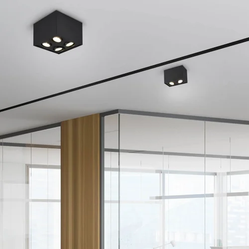 PLAFON DE TECTO 4 LUZES BASCULANTE METAL PRETO GU10 GARIBALDI