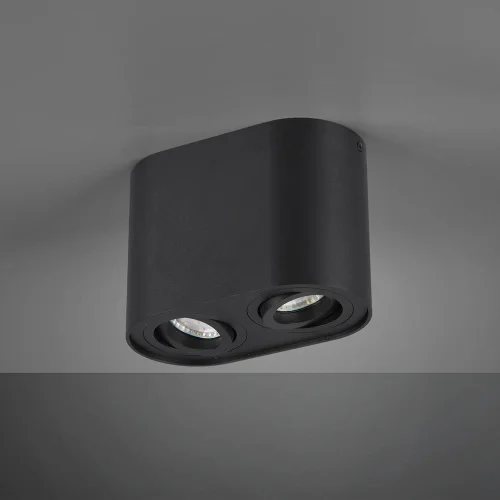 PLAFON DE TECTO 2 LUZES COM BASCULAMENTO METAL PRETO GU10 FORTUNE