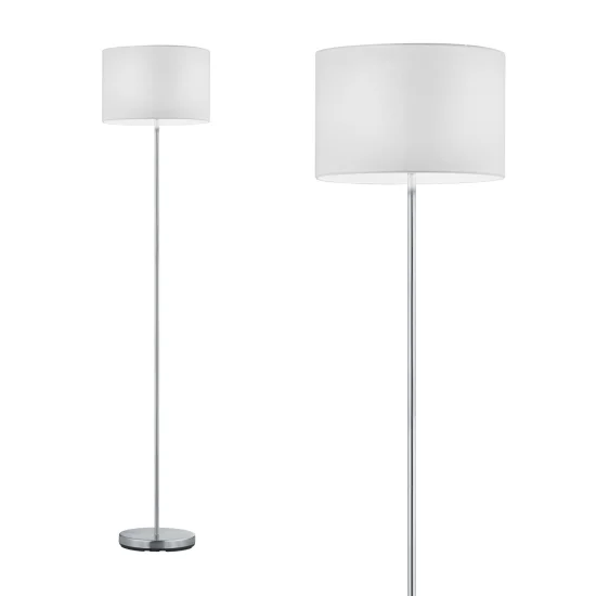 CANDEEIRO DE PÉ METAL NÍQUEL ABAJUR BRANCA BROOME