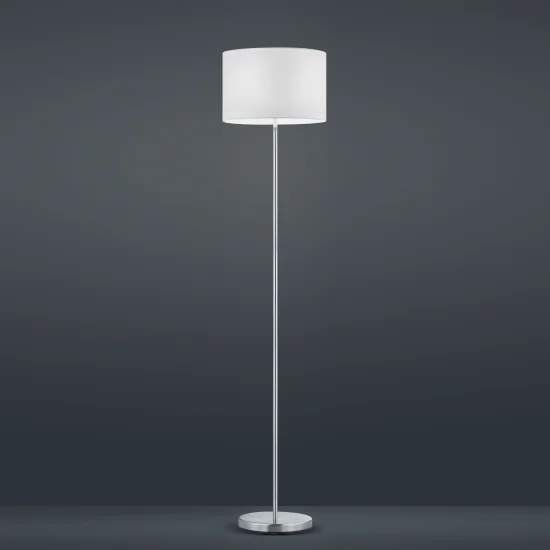 CANDEEIRO DE PÉ METAL NÍQUEL ABAJUR BRANCA BROOME 2