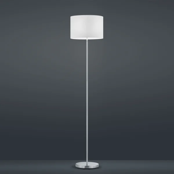 CANDEEIRO DE PÉ METAL NÍQUEL ABAJUR BRANCA BROOME