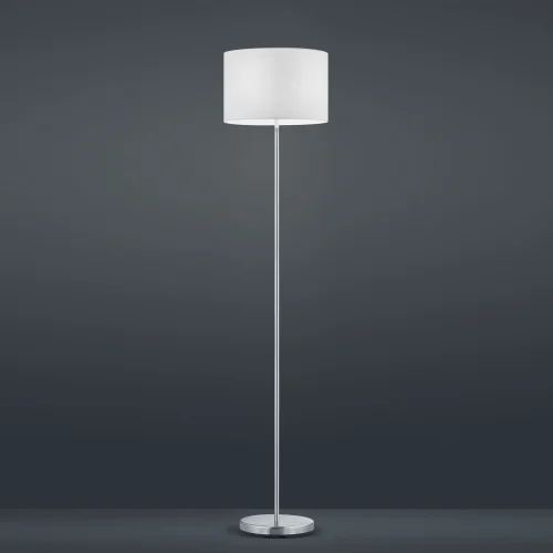 CANDEEIRO DE PÉ METAL NÍQUEL ABAJUR BRANCA BROOME