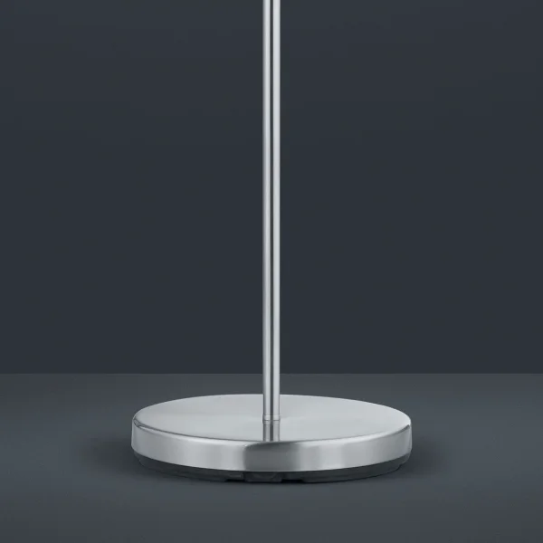 CANDEEIRO DE PÉ METAL NÍQUEL ABAJUR BRANCA BROOME