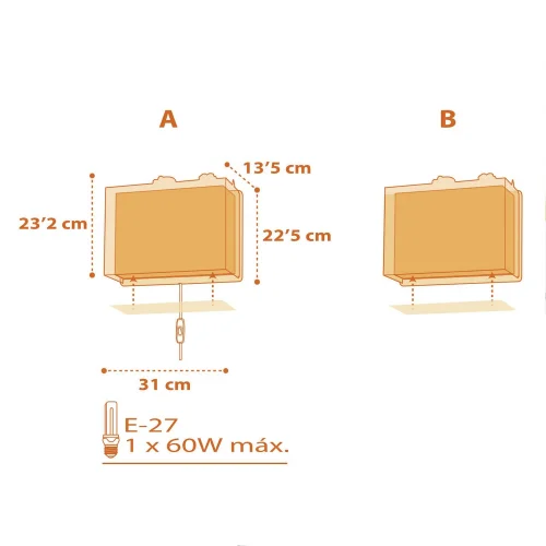 CANDEEIRO DA PAREDE DINOS