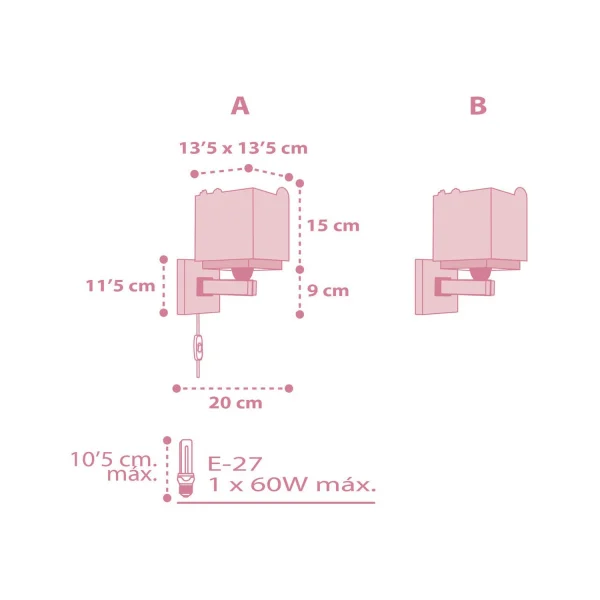 CANDEEIRO DA PAREDE BABY JUNGLE ROSA