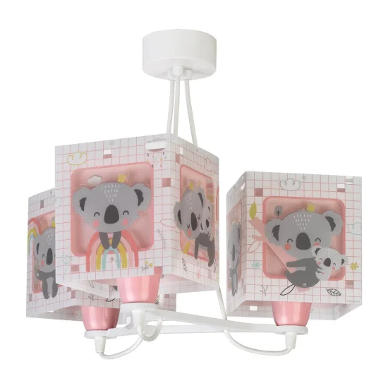 CANDEEIRO DE TECTO 3 LUZES KOALA ROSA