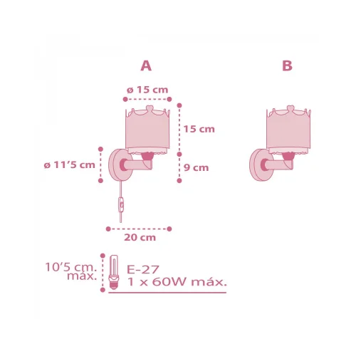 CANDEEIRO DE PARED LITTLE QUEEN