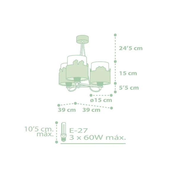 CANDEEIRO DE TECTO 3 LUZES SWEET LOVE VERDE CANDEEIRO DE TECTO 3 LUZES SWEET LOVE VERDE