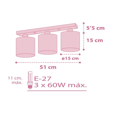 PLAFON 3 LUZES COLORS