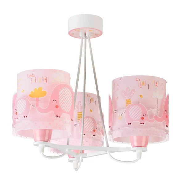 CANDEEIRO DE TECTO 3 LUZES LITTLE ELEPHANT ROSA