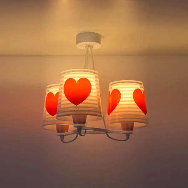 CANDEEIRO DE TECTO 3 LUZES LIGHT FEELING ROSA