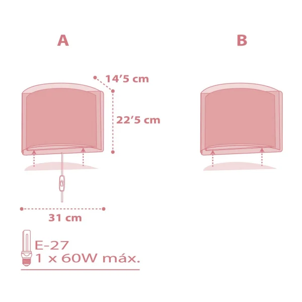 CANDEEIRO DE PAREDE LIGHT FEELING ROSA