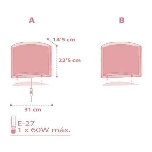 CANDEEIRO DE PAREDE LIGHT FEELING ROSA