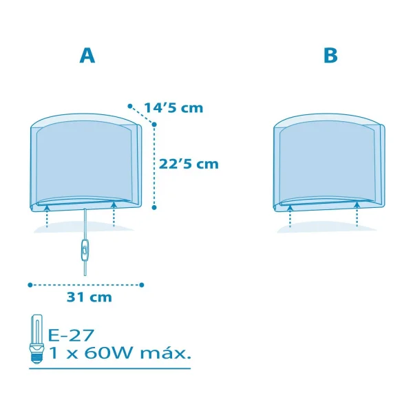 CANDEEIRO DE PAREDE LIGHT FEELING AZUL CANDEEIRO DE PAREDE LIGHT FEELING AZUL