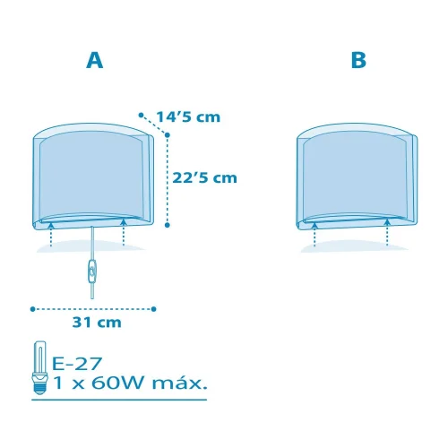 CANDEEIRO DE PAREDE LIGHT FEELING AZUL CANDEEIRO DE PAREDE LIGHT FEELING AZUL