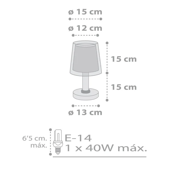 CANDEEIRO DE MESA LIGHT FEELING CINZENTO