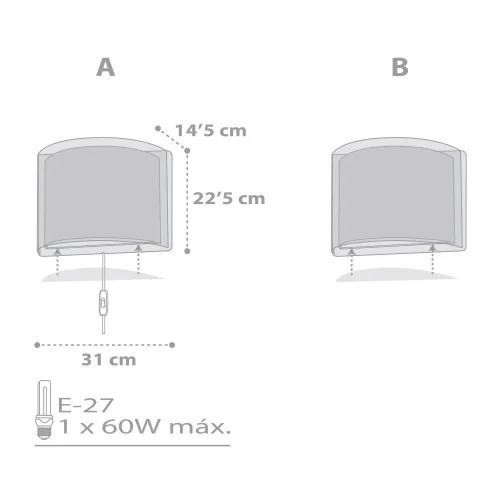 CANDEEIRO DE PAREDE LIGHT FEELING CINZENTO