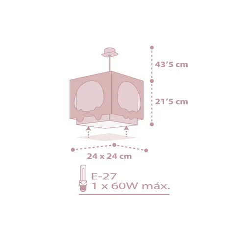 CANDEEIRO DE TECTO PANDA ROSA