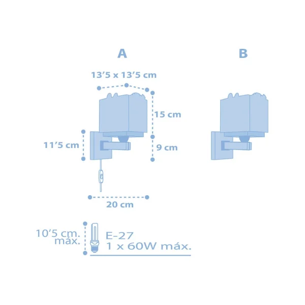 CANDEEIRO DE PAREDE BABY JUNGLE AZUL