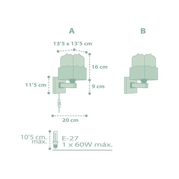 CANDEEIRO DE PAREDE PANDA VERDE