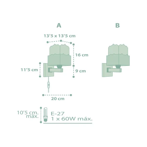 CANDEEIRO DE PAREDE PANDA VERDE