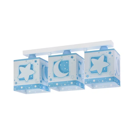 CANDEEIRO DE TECTO 3 LUZES LUNA AZUL