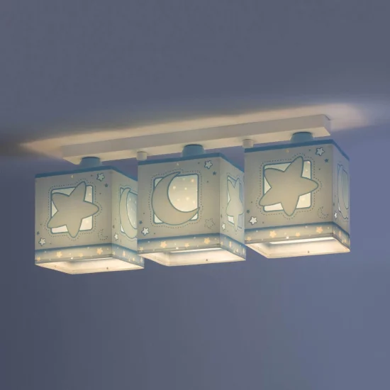 CANDEEIRO DE TECTO 3 LUZES LUNA AZUL 2