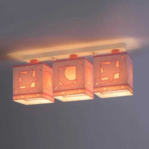 CANDEEIRO DE TECTO 3 LUZES LUNA ROSA