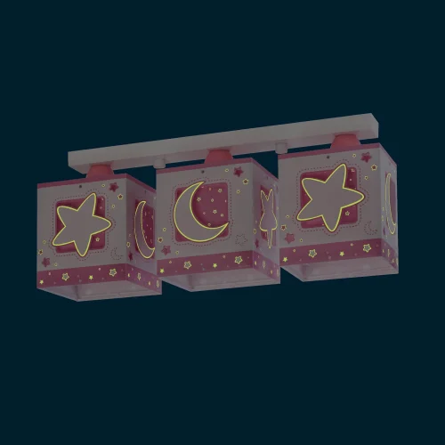 CANDEEIRO DE TECTO 3 LUZES LUNA ROSA