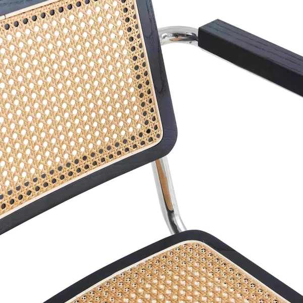 CADEIRA WEBSTER COM APOIOS DE BRAÇOS PRETA RATTAN PL