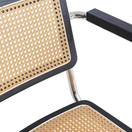 CADEIRA WEBSTER COM APOIOS DE BRAÇOS PRETA RATTAN PL