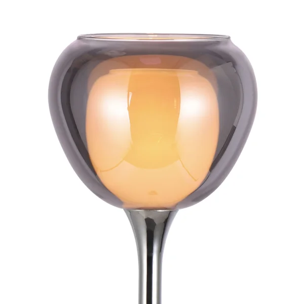 CANDEEIRO DE MESA 1 VIDRO EXTERIOR FUMADO INTERIOR BRANCO NOLINA