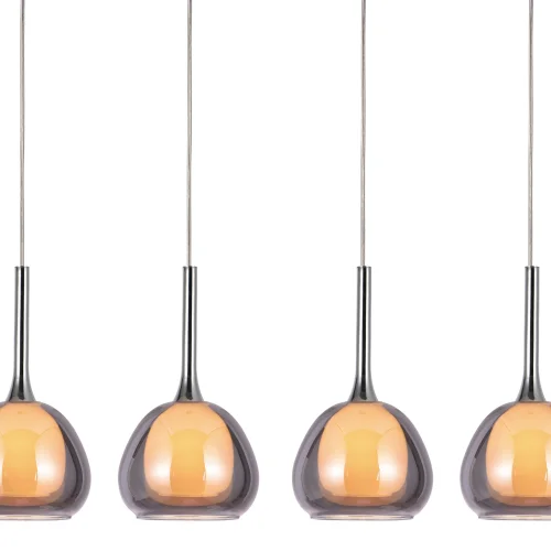 CANDEEIRO DE TECTO 4 LUZES VIDRO EXTERIOR FUMADO INTERIOR BRANCO NOLINA